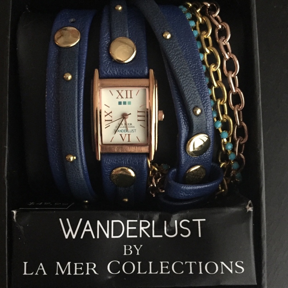 WANDERLUST by LA MER COLLECTIONS navy wrap watch